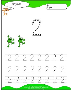 okul öncesi 1 sayısı çizgi çalışması